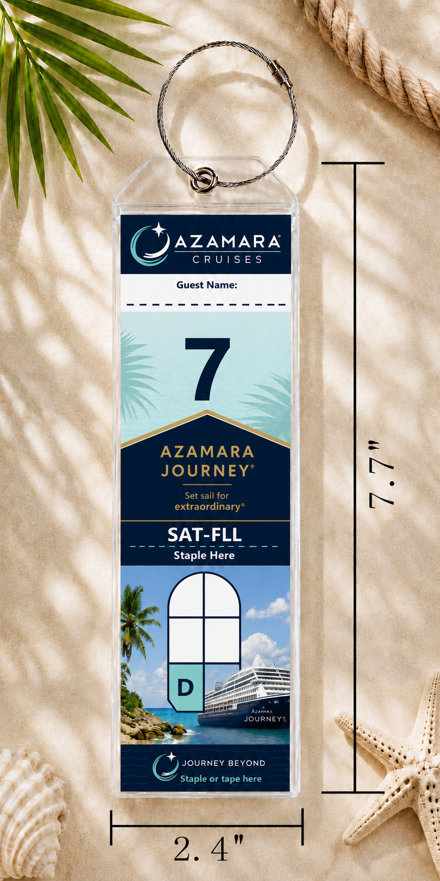 AZAMARA CRUISE Luggage Tag Holder - Clear Waterproof - Zip Seal and Steel Loop