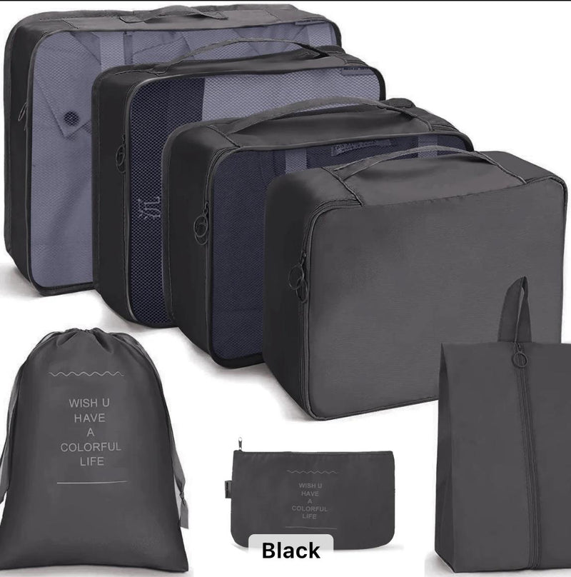 Packing Cubes Luggage Storage Organiser Travel Compression Suitcase Bags 7pcs