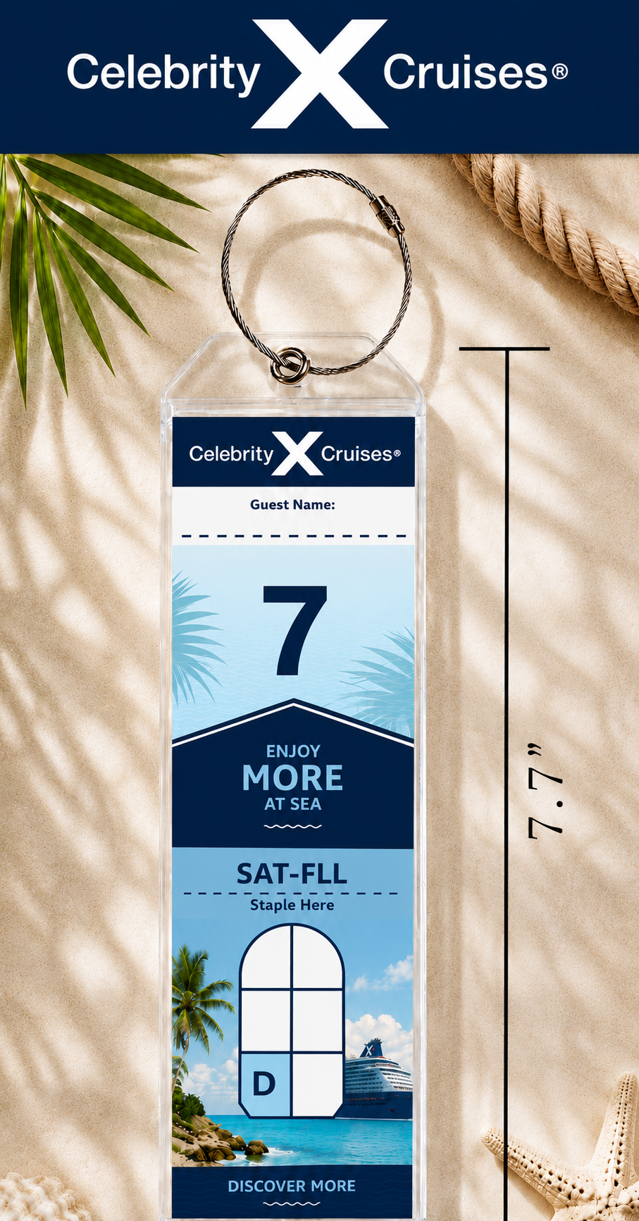 CELEBRITY CRUISES Luggage Tag Holder - Clear Waterproof - Zip Seal and Steel Loop