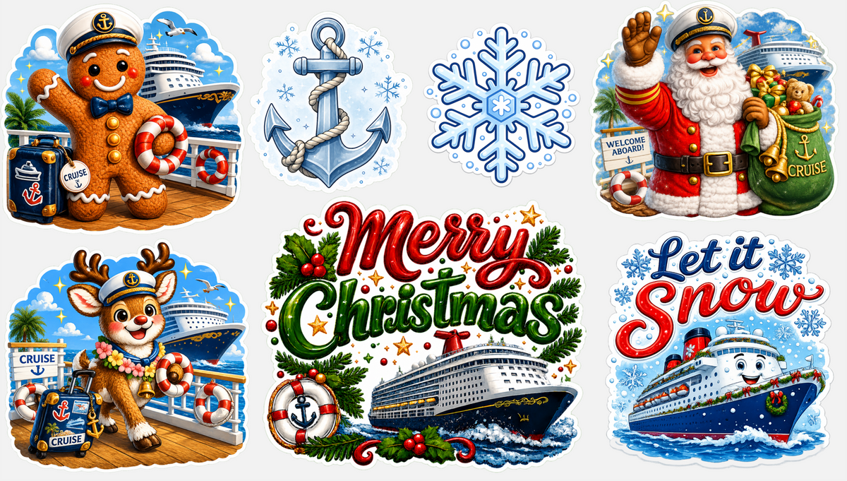 Christmas Magnetic Cruise Cabin Door Decorations - Set of 7