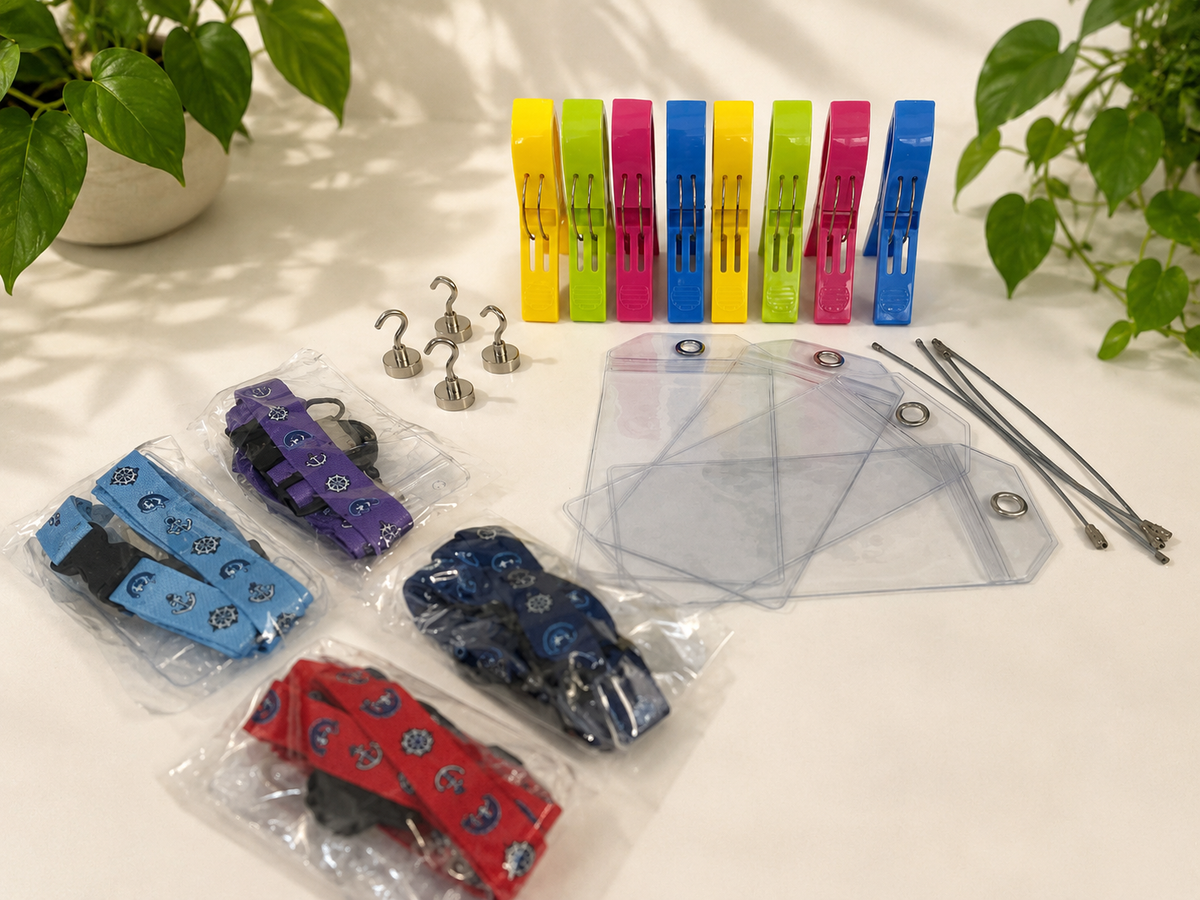 Enhanced Cruise Bundles - Magnetic Hook(s), Luggage Tag Holder(s), Towel Clips and Lanyard(s)