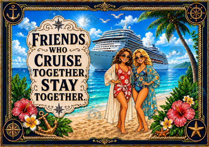 Bespoke Fun Magnetic Cruise Cabin Door Decoration - Fully customisable - Laminated