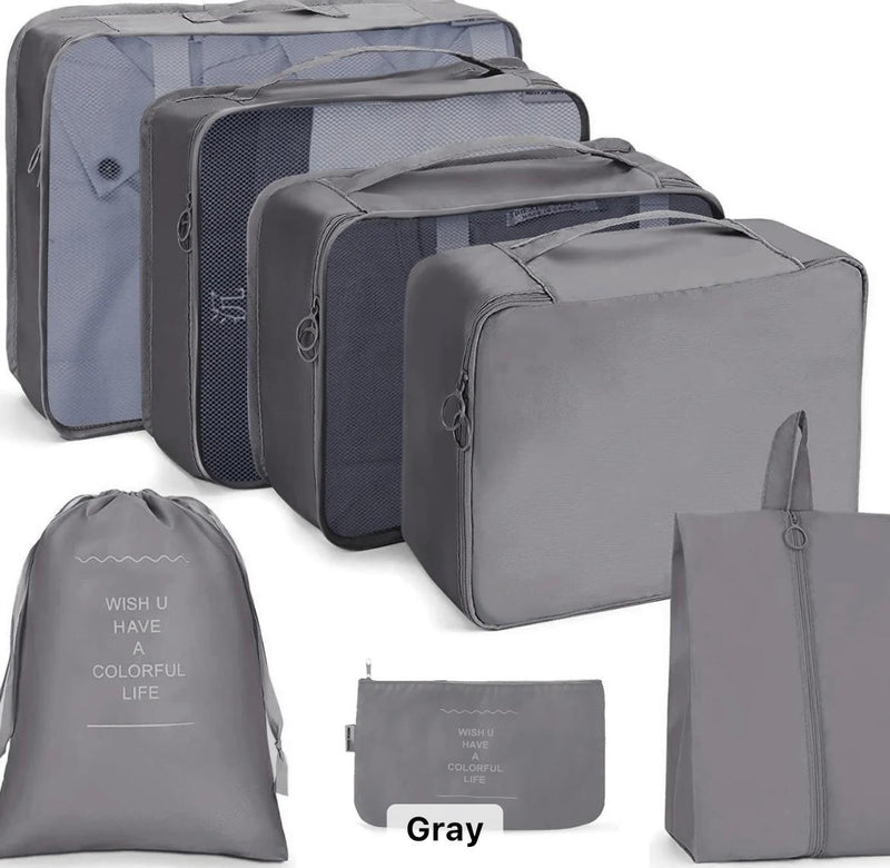 Packing Cubes Luggage Storage Organiser Travel Compression Suitcase Bags 7pcs