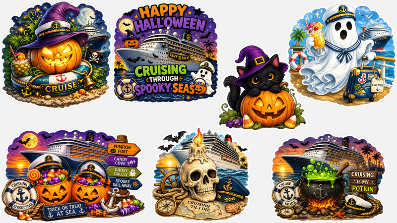 Halloween Magnetic Cruise Cabin Door Decorations - Set of 7