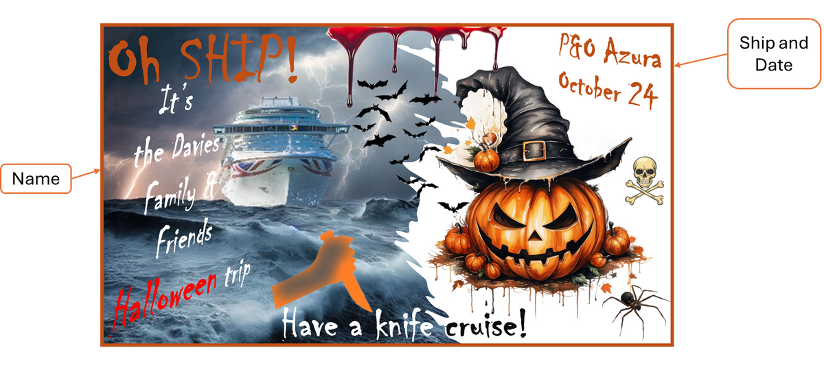Magnetic Cruise Cabin Door Decoration - "Halloween Trip"- Can be customised (Laminated)
