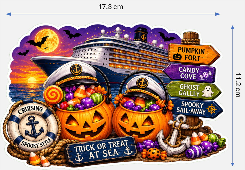 Halloween Magnetic Cruise Cabin Door Decorations - Set of 7