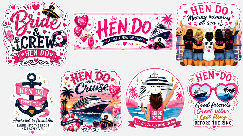 Hen Do / Party Magnetic Cruise Door Decorations - Set of 7
