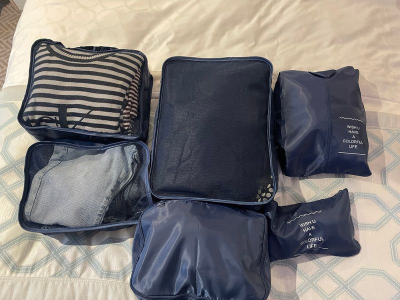 Packing Cubes Luggage Storage Organiser Travel Compression Suitcase Bags 7pcs
