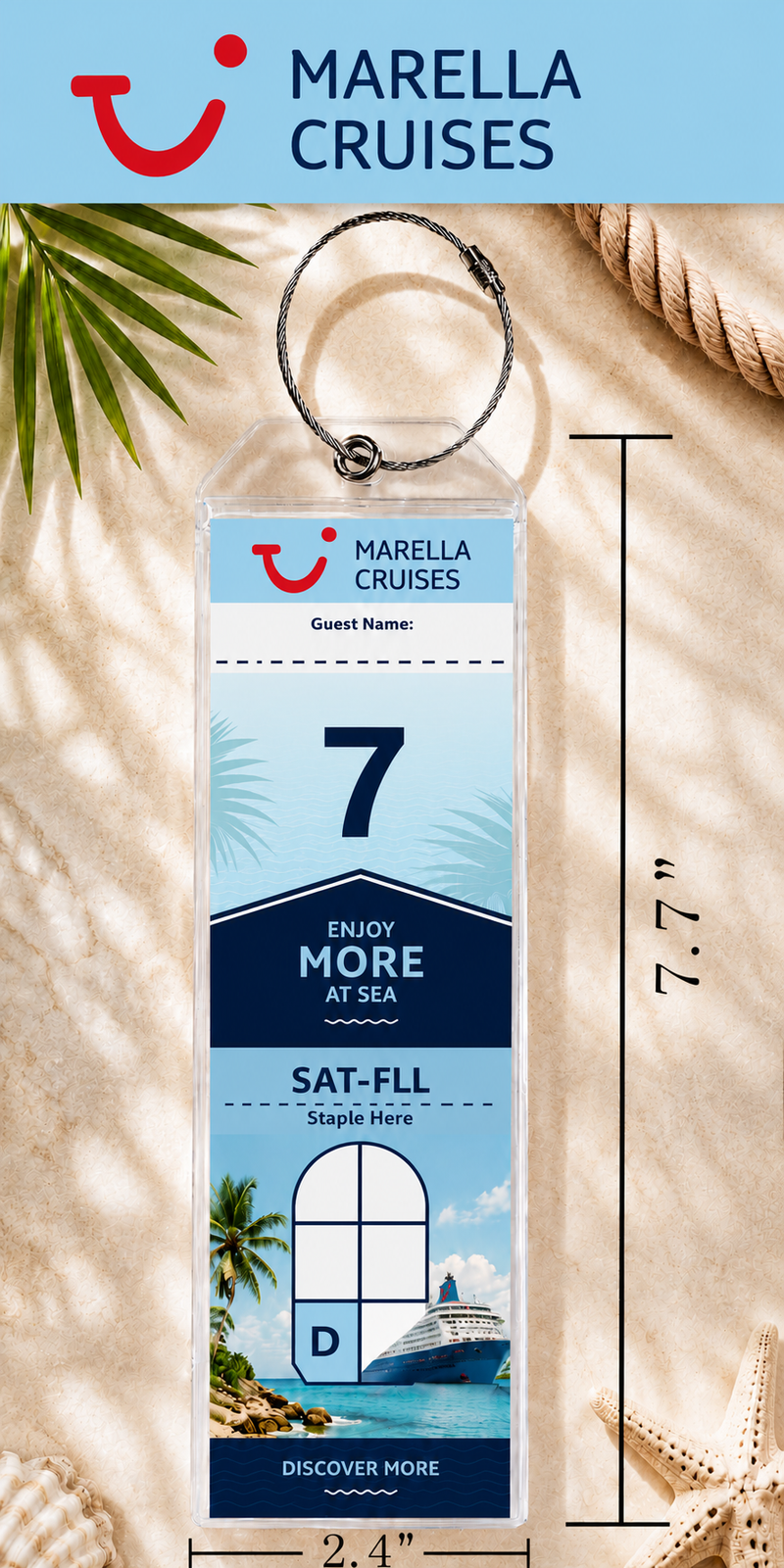 MARELLA CRUISES Luggage Tag Holder - Clear Waterproof - Zip Seal and Steel Loop