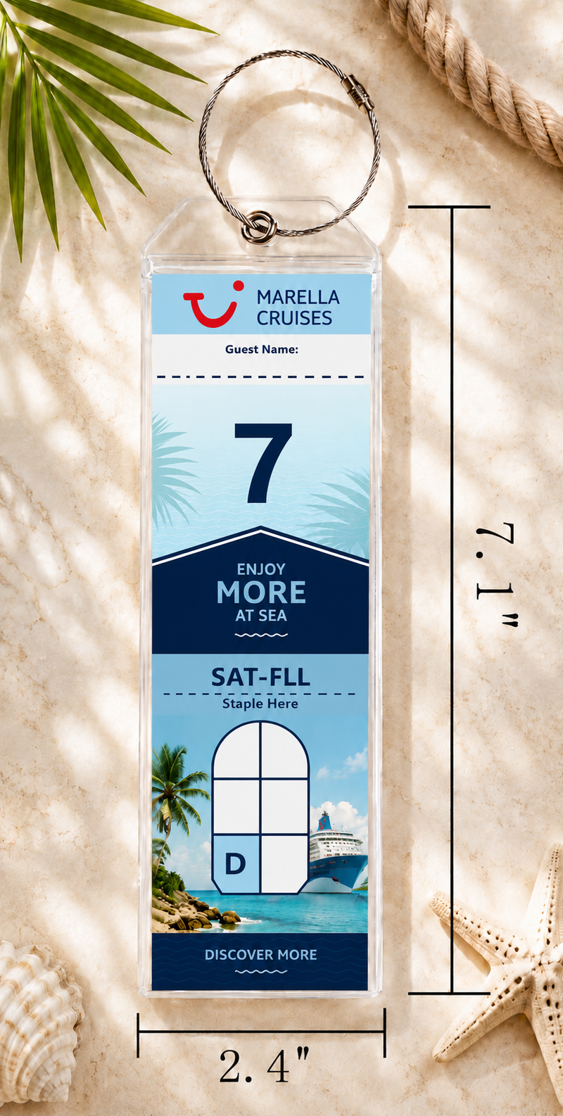 MARELLA CRUISES Luggage Tag Holder - Clear Waterproof - Zip Seal and Steel Loop