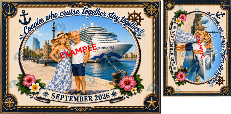 Personalised Couples & Family Cruise Cabin Door Magnetic Decoration - Fully Customisable (Laminated)