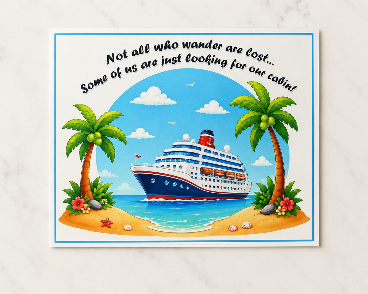Cruise Cabin Door Decoration Magnetic "Not all who wander are lost" Laminated