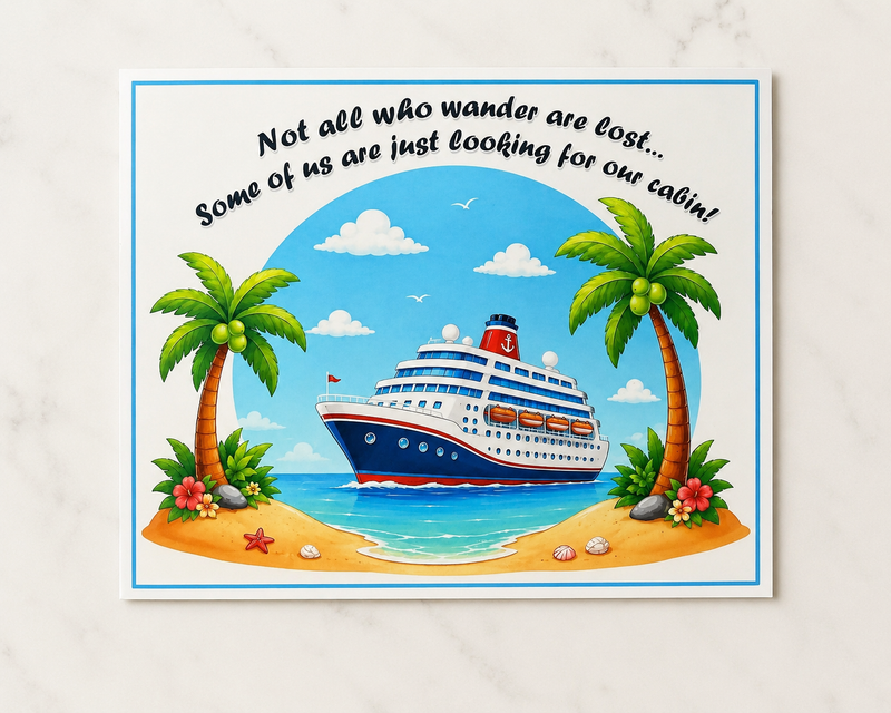 Cruise Cabin Door Decoration Magnetic "Not all who wander are lost" Laminated