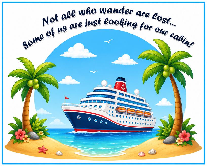 Cruise Cabin Door Decoration Magnetic "Not all who wander are lost" Laminated
