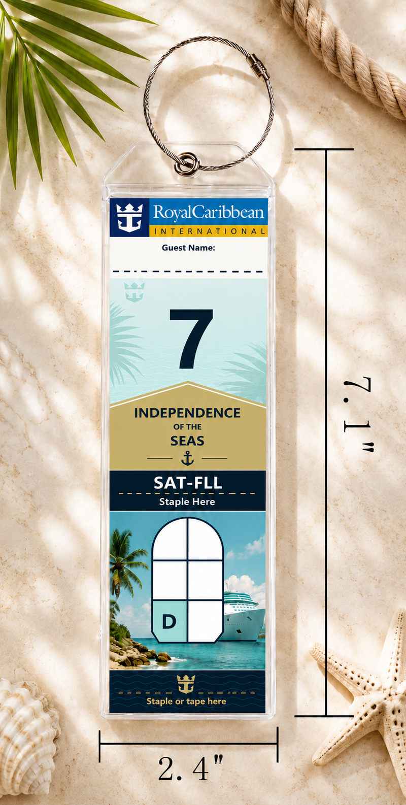 Cruise Luggage Tag Holder Clear Waterproof Zip Seal and Steel Loop for ROYAL CARIBBEAN