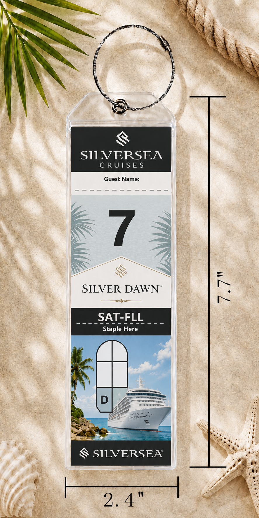 SILVERSEA CRUISES Luggage Tag Holder - Clear Waterproof - Zip Seal and Steel Loop