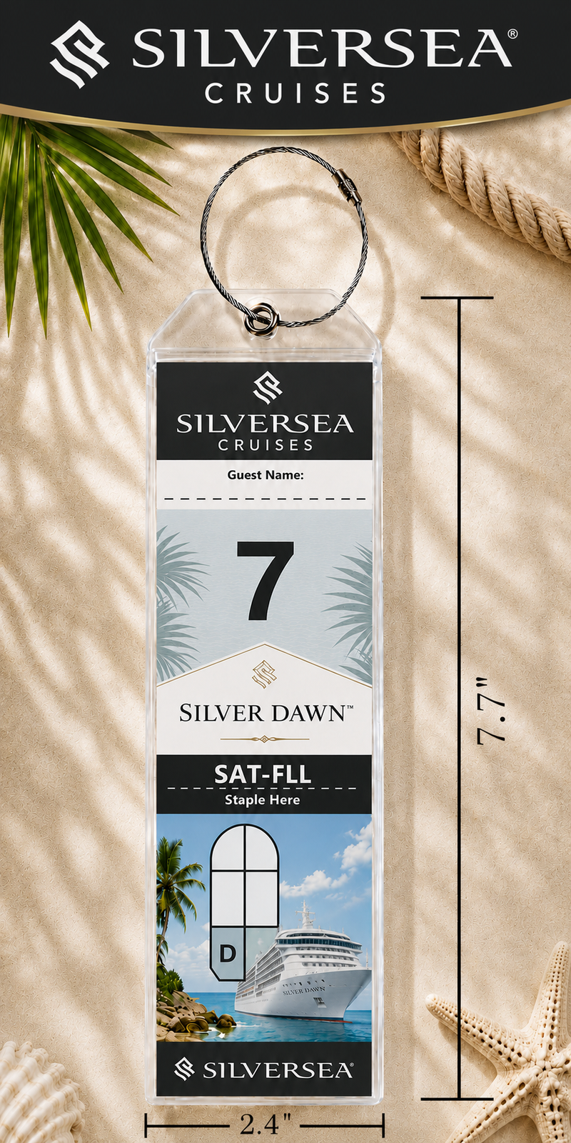 SILVERSEA CRUISES Luggage Tag Holder - Clear Waterproof - Zip Seal and Steel Loop