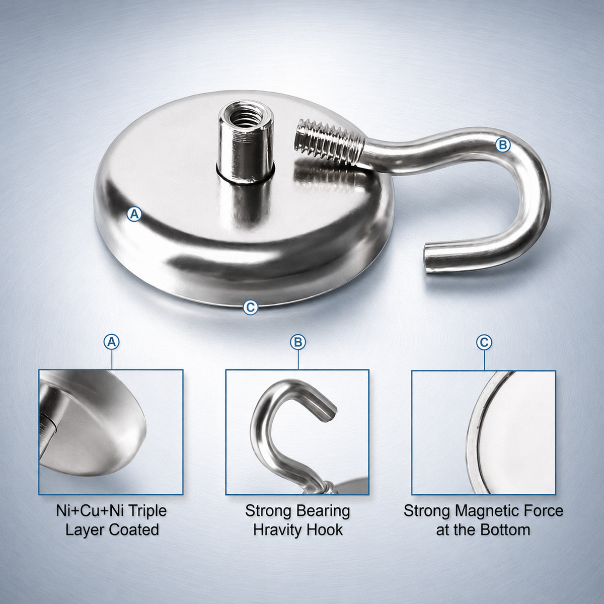 Magnetic Hook 12kg Pull Extra Strong-Neodymium