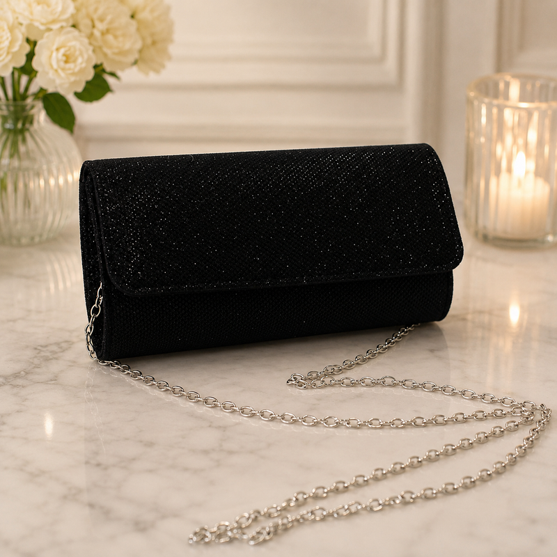 Sparkly Clutch Bag - Formal Cruise Nights / Wedding / Party - Detachable Chain