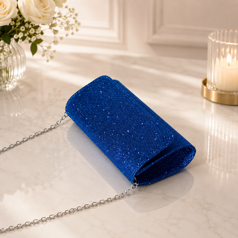 Sparkly Clutch Bag - Formal Cruise Nights / Wedding / Party - Detachable Chain