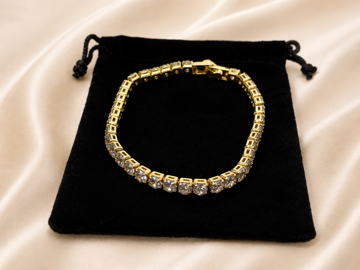 Tennis Bracelet 14K gold-plated stainless steel Diamond Zirconia Fashion Jewellery