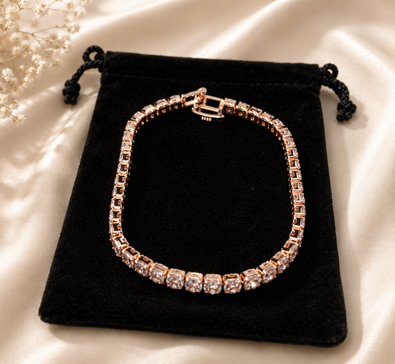 Tennis Bracelet 14K gold-plated stainless steel Diamond Zirconia Fashion Jewellery