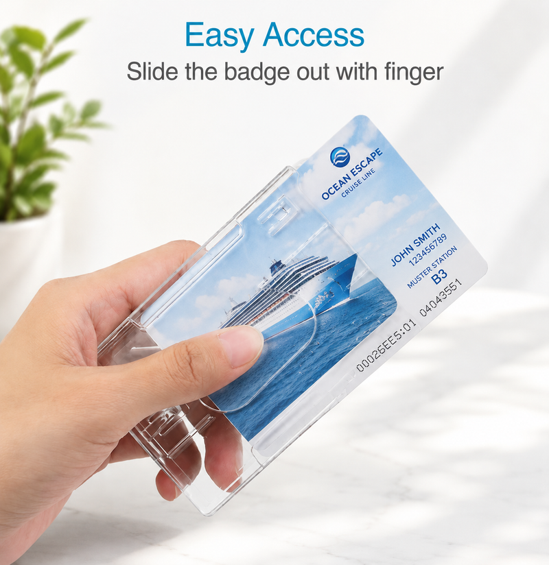Clear Plastic ID Holders/Lanyard upgrade thumb slider Premium Rigid plastic