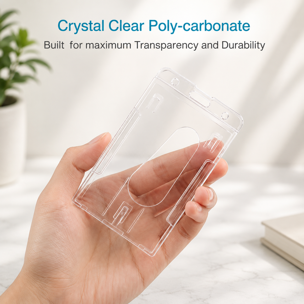 Clear Plastic ID Holders/Lanyard upgrade thumb slider Premium Rigid plastic
