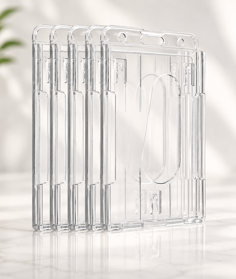 Clear Plastic ID Holders/Lanyard upgrade thumb slider Premium Rigid plastic