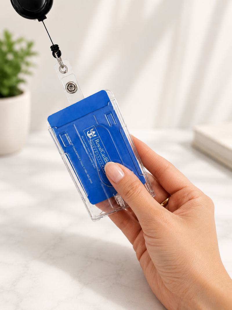 Clear Plastic ID Holders/Lanyard upgrade thumb slider Premium Rigid plastic