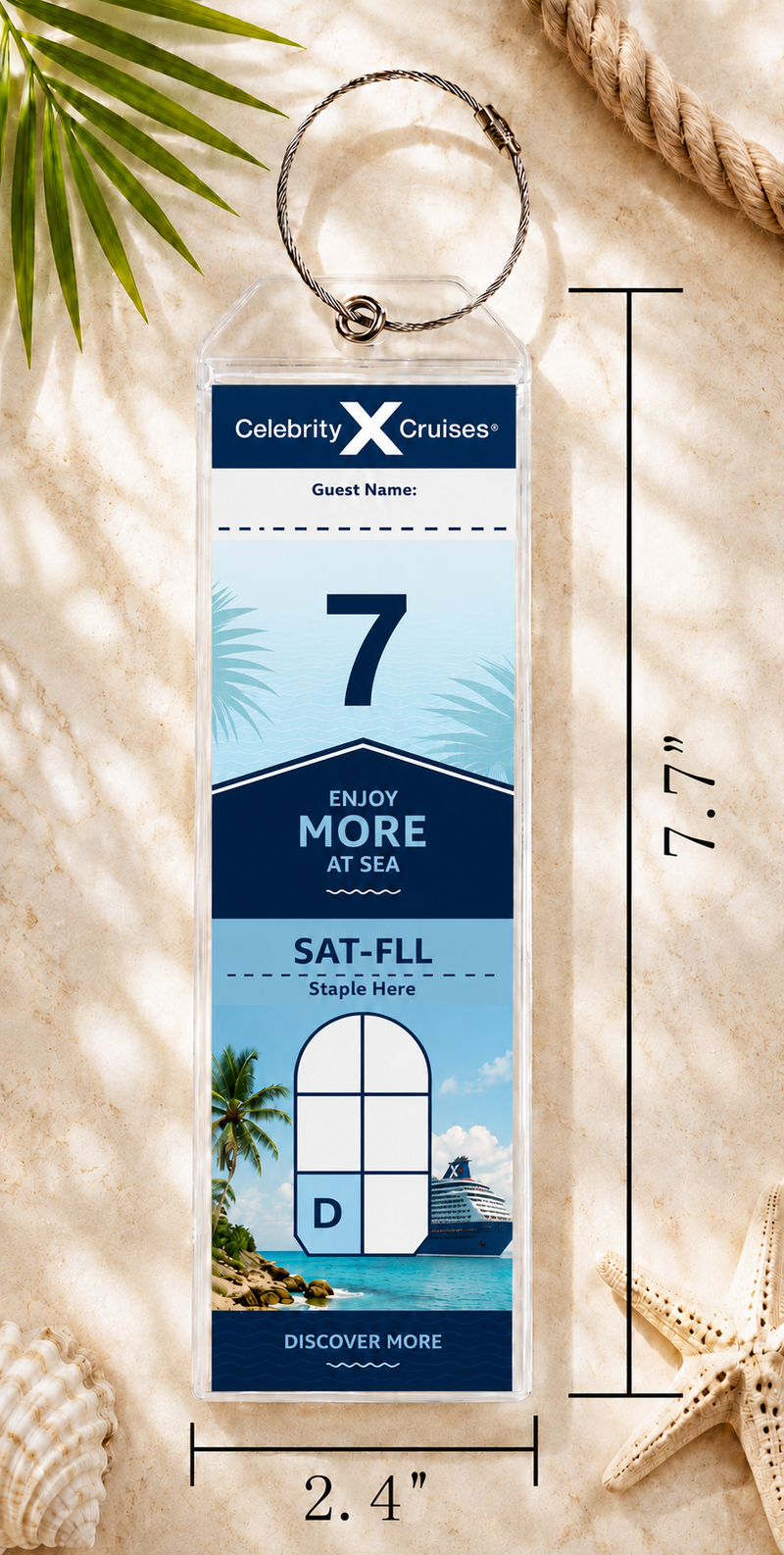 CELEBRITY CRUISES Luggage Tag Holder - Clear Waterproof - Zip Seal and Steel Loop