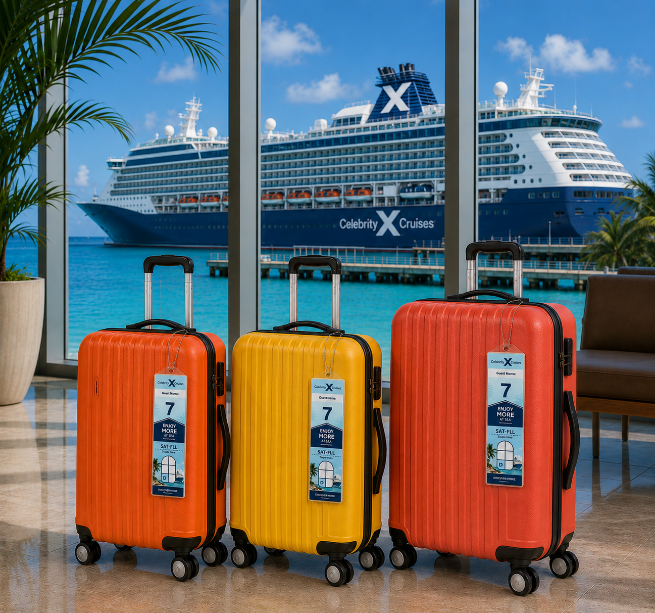 CELEBRITY CRUISES Luggage Tag Holder - Clear Waterproof - Zip Seal and Steel Loop