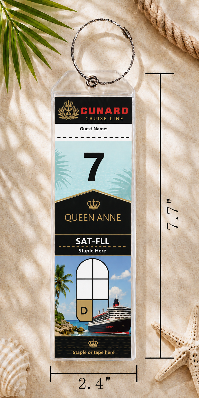 CUNARD Luggage Tag Holder - Clear Waterproof - Zip Seal and Steel Loop