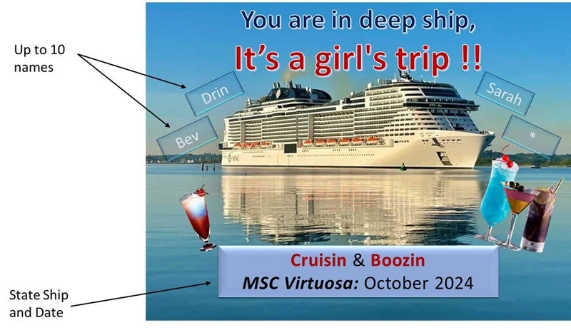 Magnetic Cruise Cabin Door Decoration - "It's a girls trip"- Can be customised (Laminated)