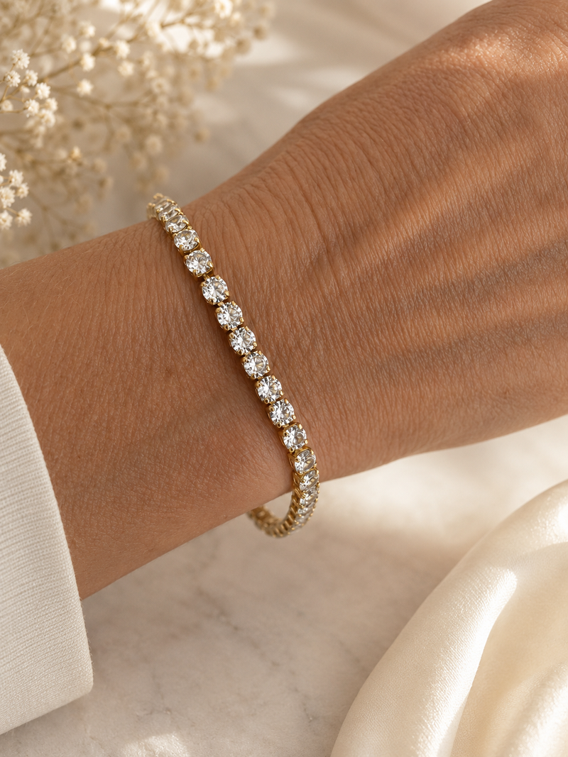 Tennis Bracelet 14K gold-plated stainless steel Diamond Zirconia Fashion Jewellery
