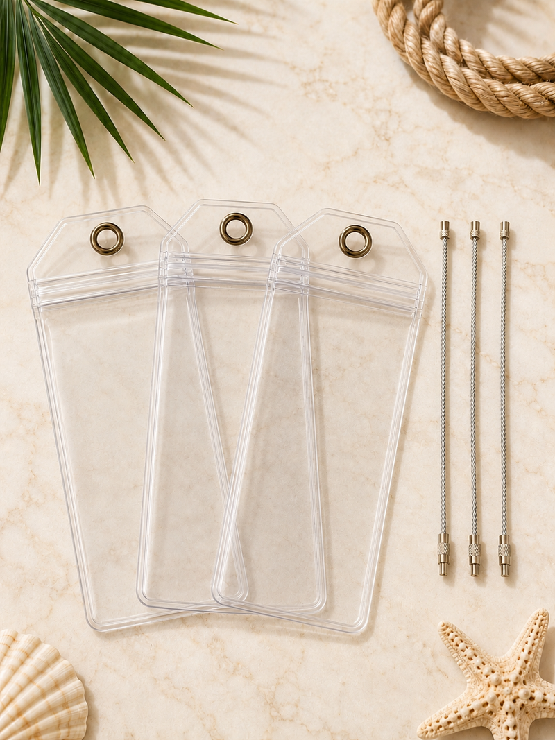 CARNIVAL CRUISE LINES Luggage Tag Holder - Clear Waterproof - Zip Seal and Steel Loop