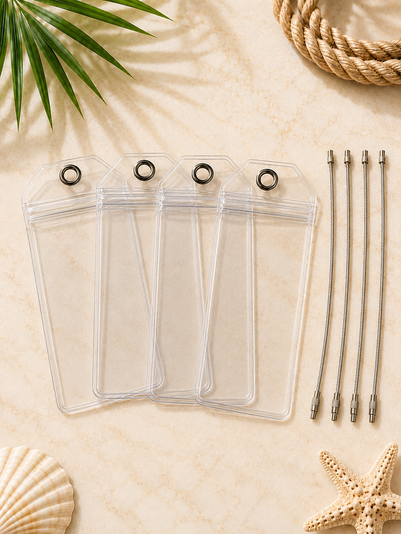 CARNIVAL CRUISE LINES Luggage Tag Holder - Clear Waterproof - Zip Seal and Steel Loop