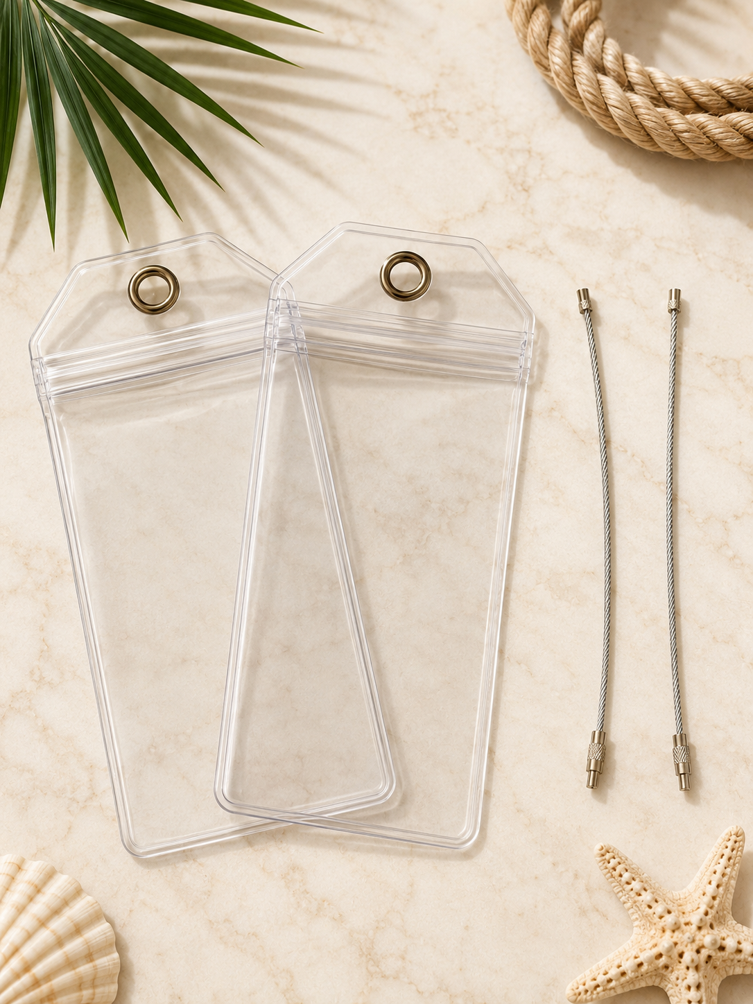 MSC CRUISES Luggage Tag Holder - Clear Waterproof - Zip Seal and Steel Loop