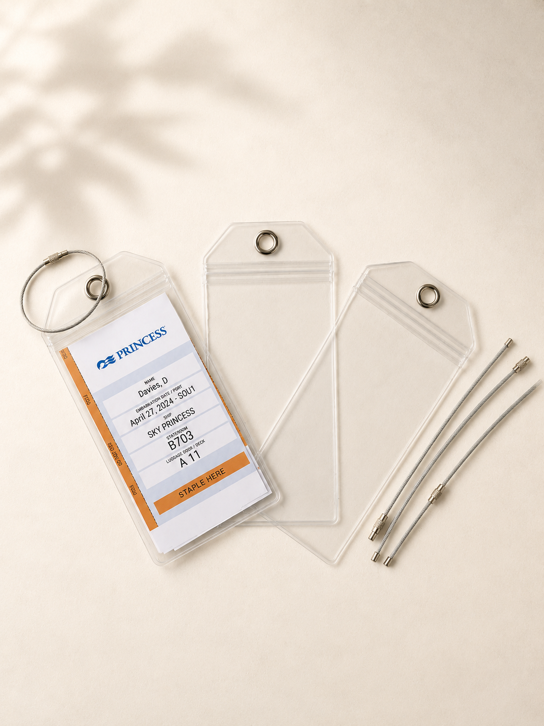 Large Cruise Luggage Tag Holder Clear Waterproof Zip Seal - all cruise lines