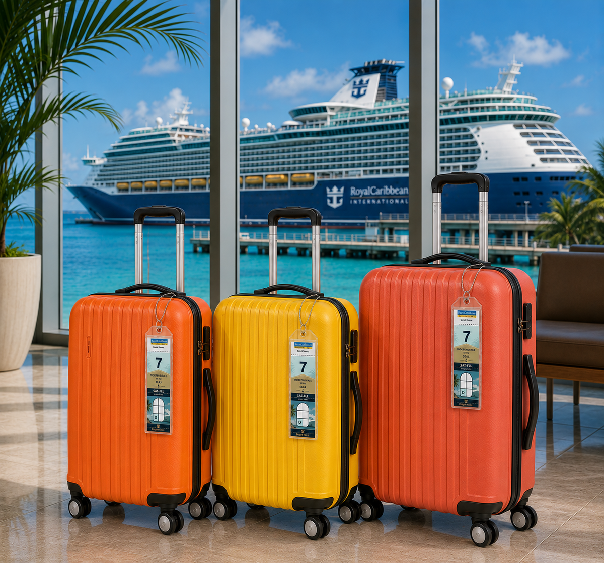 Cruise Luggage Tag Holder Clear Waterproof Zip Seal and Steel Loop for ROYAL CARIBBEAN