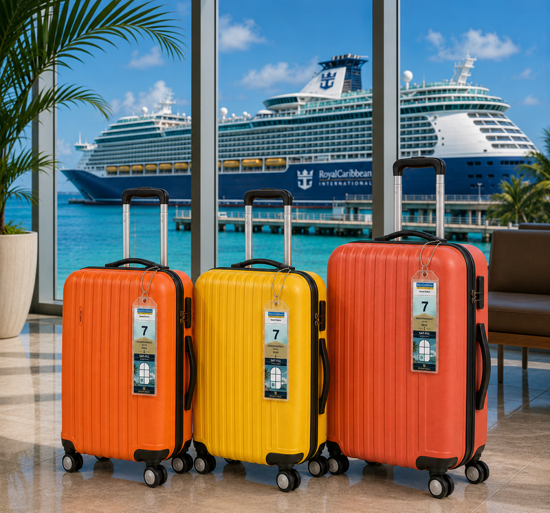 Cruise Luggage Tag Holder Clear Waterproof Zip Seal and Steel Loop for ROYAL CARIBBEAN