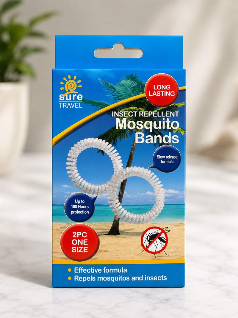 Mosquito Insect Repellent Wrist Bands - Sure Travel 2 pc one size Long Lasting