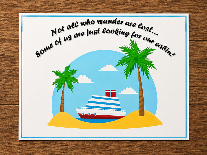 Cruise Cabin Door Decoration Magnetic "Not all who wander are lost" Laminated