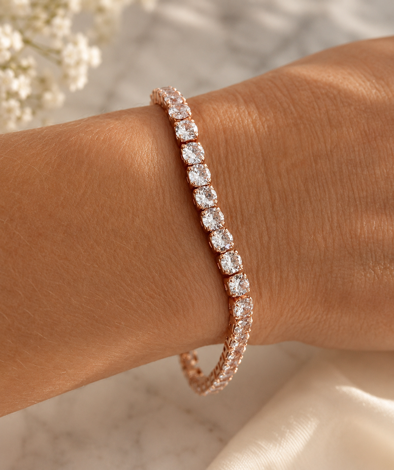 Tennis Bracelet 14K gold-plated stainless steel Diamond Zirconia Fashion Jewellery