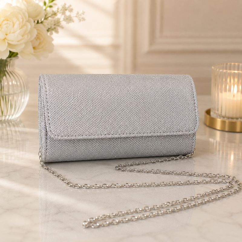 Sparkly Clutch Bag - Formal Cruise Nights / Wedding / Party - Detachable Chain