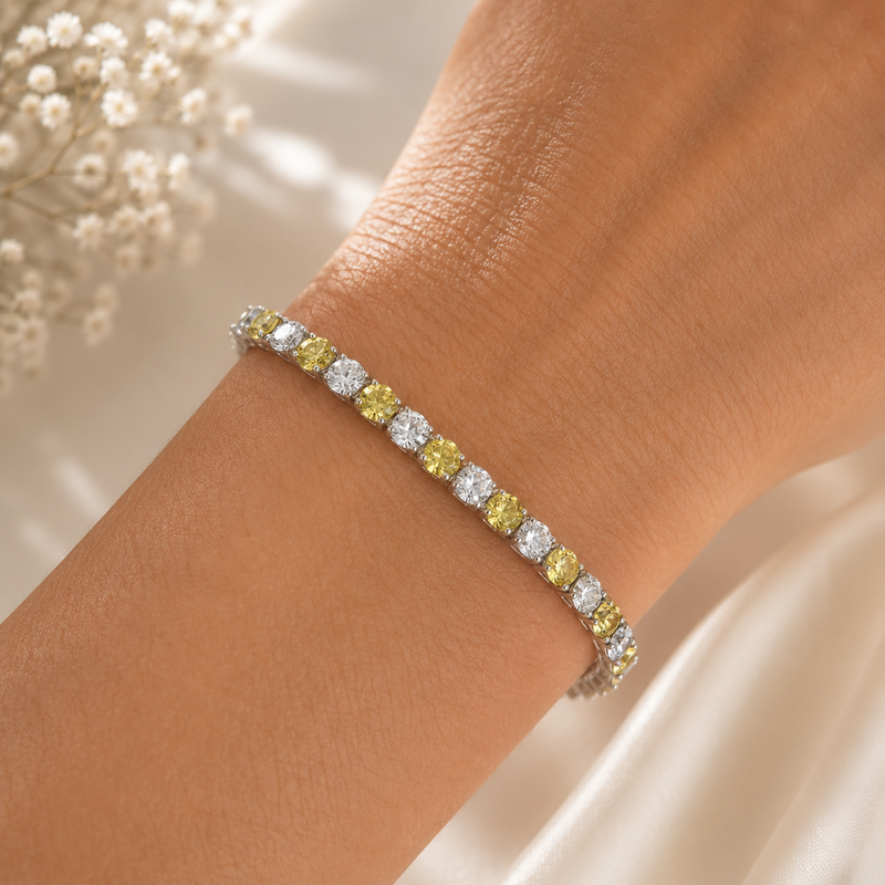 Tennis Bracelet 14K gold-plated stainless steel Diamond Zirconia Fashion Jewellery