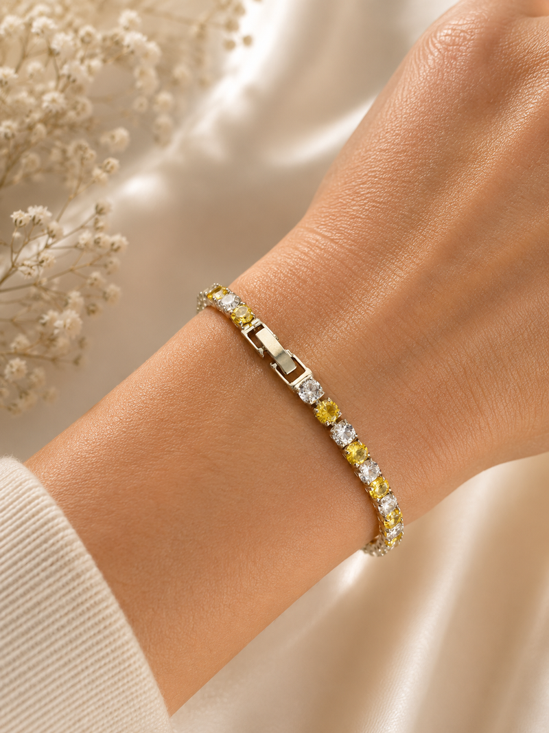 Tennis Bracelet 14K gold-plated stainless steel Diamond Zirconia Fashion Jewellery